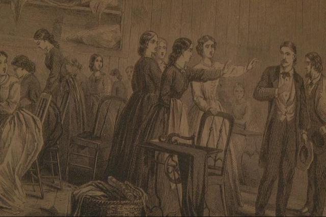 Industry of Ladies in Clothing the Soldiers, and zeal in urging their beux to go to war