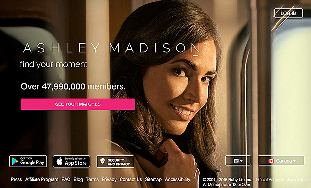 ASHLEY MADISON theft of user data from the page