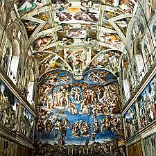 Michelangelo begins his painting on the ceiling of the Sistine Chapel