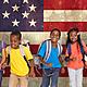 American flag with children