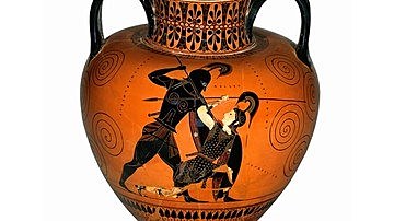 A new technique is developed in Athens, the red-figure pottery that is diametrically opposite to the black-figure technique