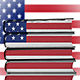 American education stack books over flag system concept 47766454