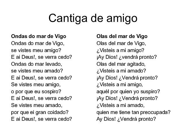 Aparición de las Cantigas de amigo