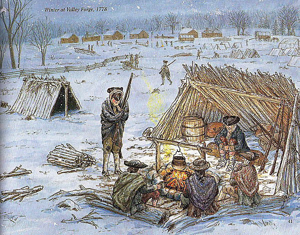 Continental Army wintering at Valley Forge