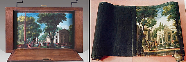 Prof - Dispositif nomade et monstration éphémère / Louis Carrogis dit Carmontelle - «&nbsp;Les Quatre Saisons&nbsp;» (aquarelle, gouache et encre de chine sur papier transparent de 40 m, collection du Musée du Domaine départemental de Sceaux)