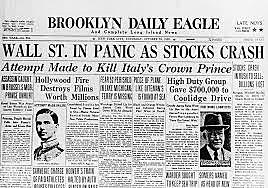 Oct 1929 Stock Market crash in the USA
