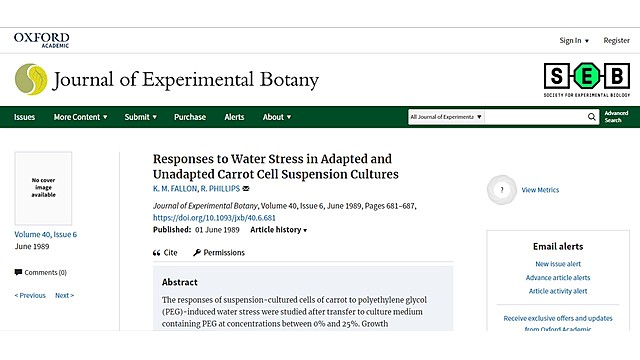 Responses to Water Stress in Adapted and Unadapted Carrot Cell Suspension Cultures