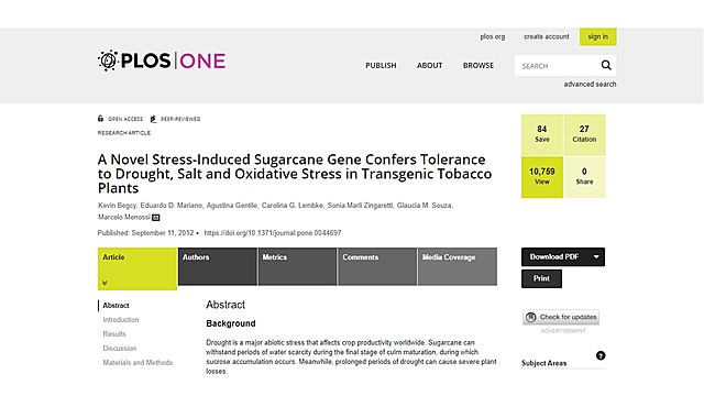 A Novel Stress-Induced Sugarcane Gene Confers Tolerance to Drought, Salt and Oxidative Stress in Transgenic Tobacco Plants