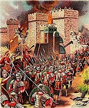 Romans burn the Jewish Temple in Jerusalem.