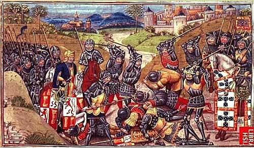1385 Batalla de Aljubarrota, derrota castellana, fin a la crisis portuguesa, consolidación de Juan I  (dinastía Avis) como rey de Portugal.