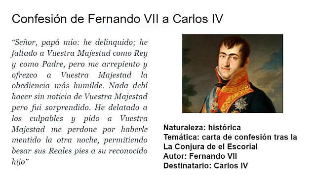 Carta de confesión de Fernando VII tras la Conjura de el Escorial