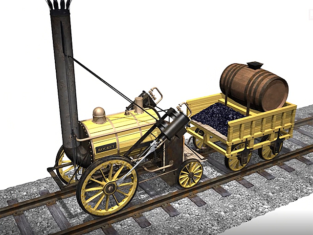 Invención primera locomotora a vapor