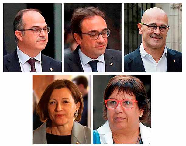 El juez envía a prisión sin fianza a Turull, Rull, Romeva, Bassa y Forcadell