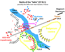 Defeated Nervii tribes at the Battle of Sabis