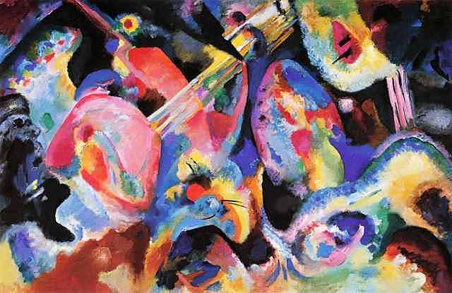 La influencia del arte moderno: Kandinsky pinturas no objetivas.