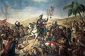 Hernan Cortez defeats the Aztecs