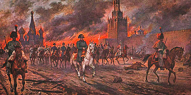 Napoleon retreats from Moscow