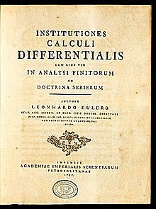 Euler publico "Institutiones calculo Differentialis"