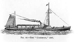 Maiden voyage of the Clermont steam ship