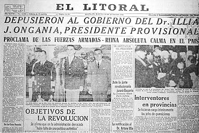 Inicio del golpe militar: período de "Revolución Argentina"