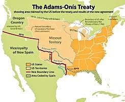 UNITED STATES AND SPAIN AGREE TO THE TRANSCONTINENTAL(ADAMS-ONIS)TREATY