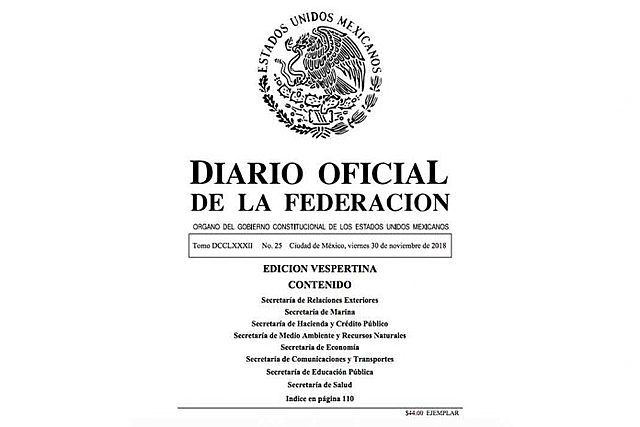 Publicación en el Diario Oficial de la Federación