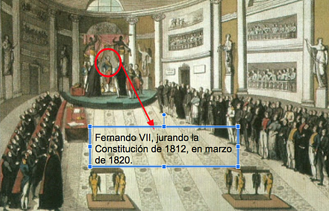 Fernando VII jura la Constitución de 1812.
