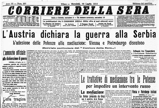 Scoppia la Prima guerra Mondiale