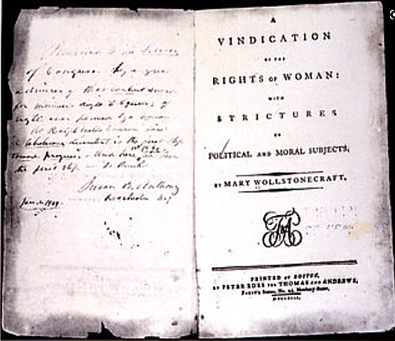 Edición del libro vindicación de los Derechos de la Mujer.