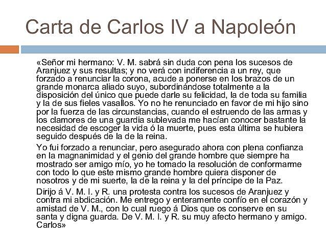 Carta de Carlos IV a Napoleón