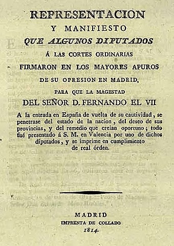 Vuelta de Fernando VII. Manifiesto de los persas.