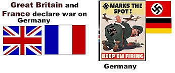 Germany invades and declares war on France, Britain declares war on Germany