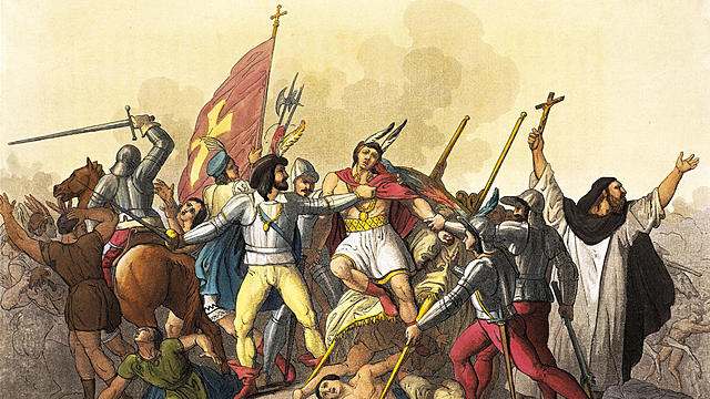 Conquistadors capture Atahualpa.