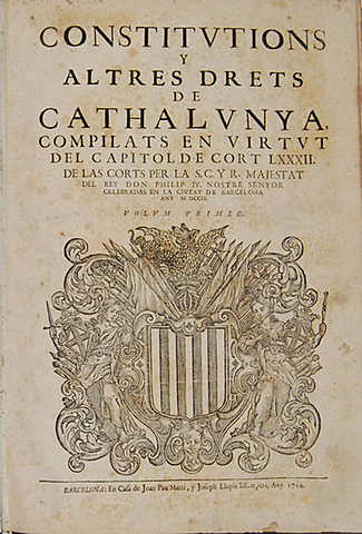 Felip V jura les constitucions catalanes en les corts