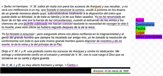 Carta Carlos IV a Napoleón