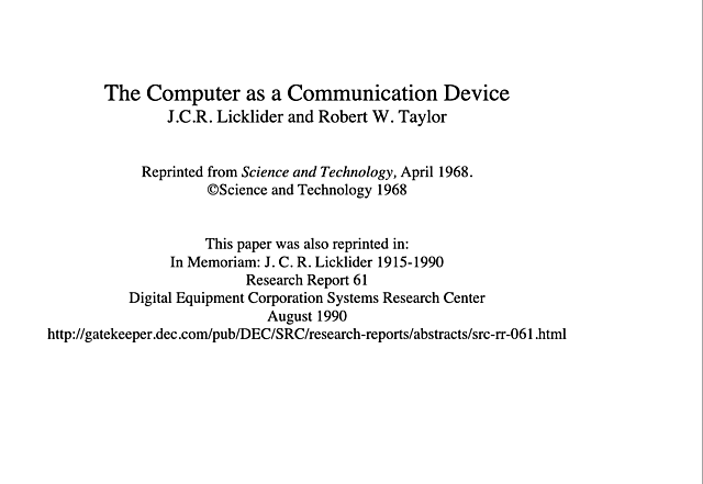 Paper: The Computer as a Communication Device