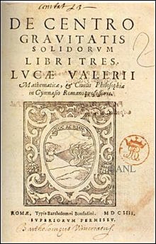 L. Valerio: "De Centro Gravitatis Solidorum Libri Tres"
