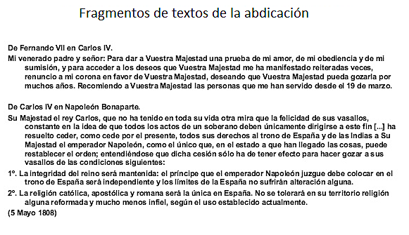 Abdicación Fernando VII y Carlos IV