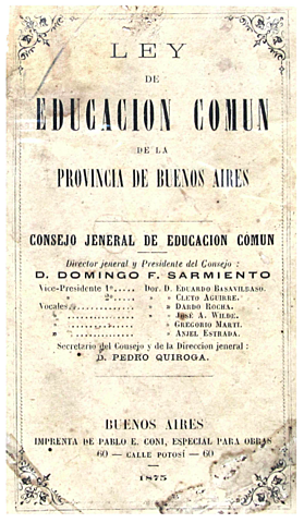 Se promulga la Ley 1420 de educación común, gratuita y obligatoria.