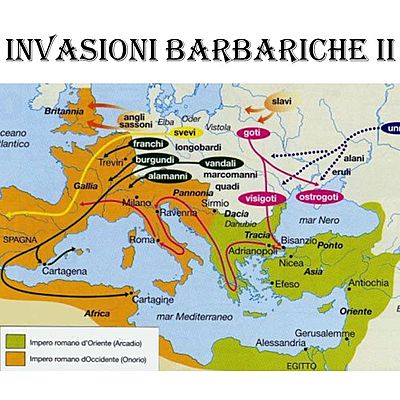 Timeline: La caduta dell'impero romano e le invasioni barbariche