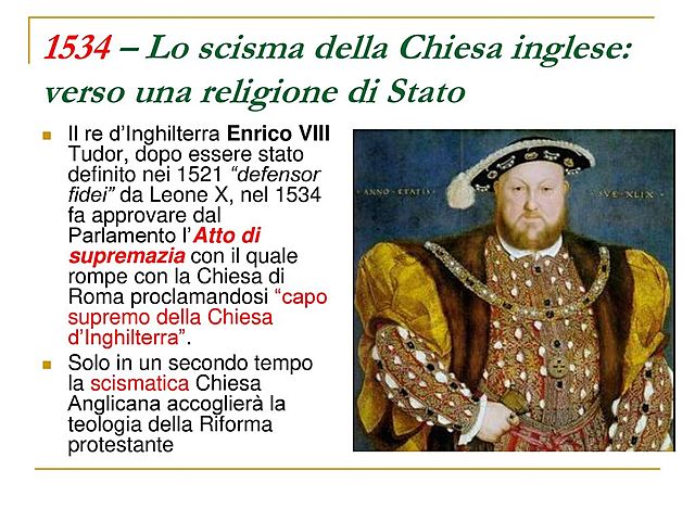 Enrico VIII Tudor proclama l'atto di supremazia