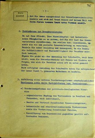 Dienstanweisung an Grenztruppen vom MfS