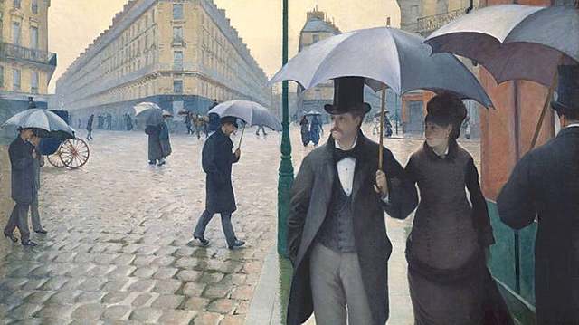 Calle de París, día lluvioso.