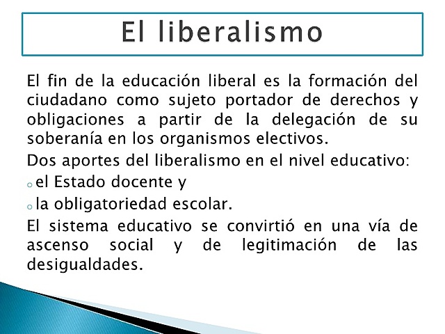 Liberalismo. El siglo XIX, había logrado dar forma al nacimiento de los sistemas escolares