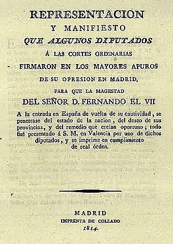 Fernando VII vuelve a España. Manifiesto de los persas.