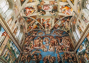 Michelangelo begins his painting on the ceiling of the Sistine Chapel.