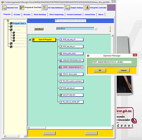 Creación de postprocesador para máquina de 4 ejes