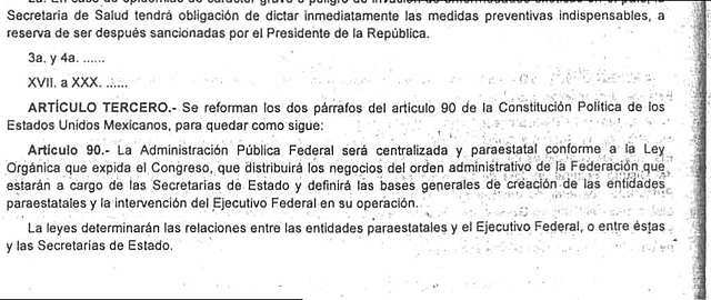 Segunda reforma al articulo 90 constitucional