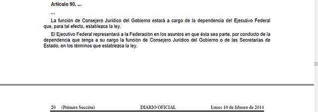 Tercera reforma al articulo 90 constitucional.