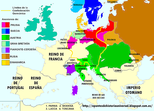 El Congreso de Viena reforma el mapa europeo